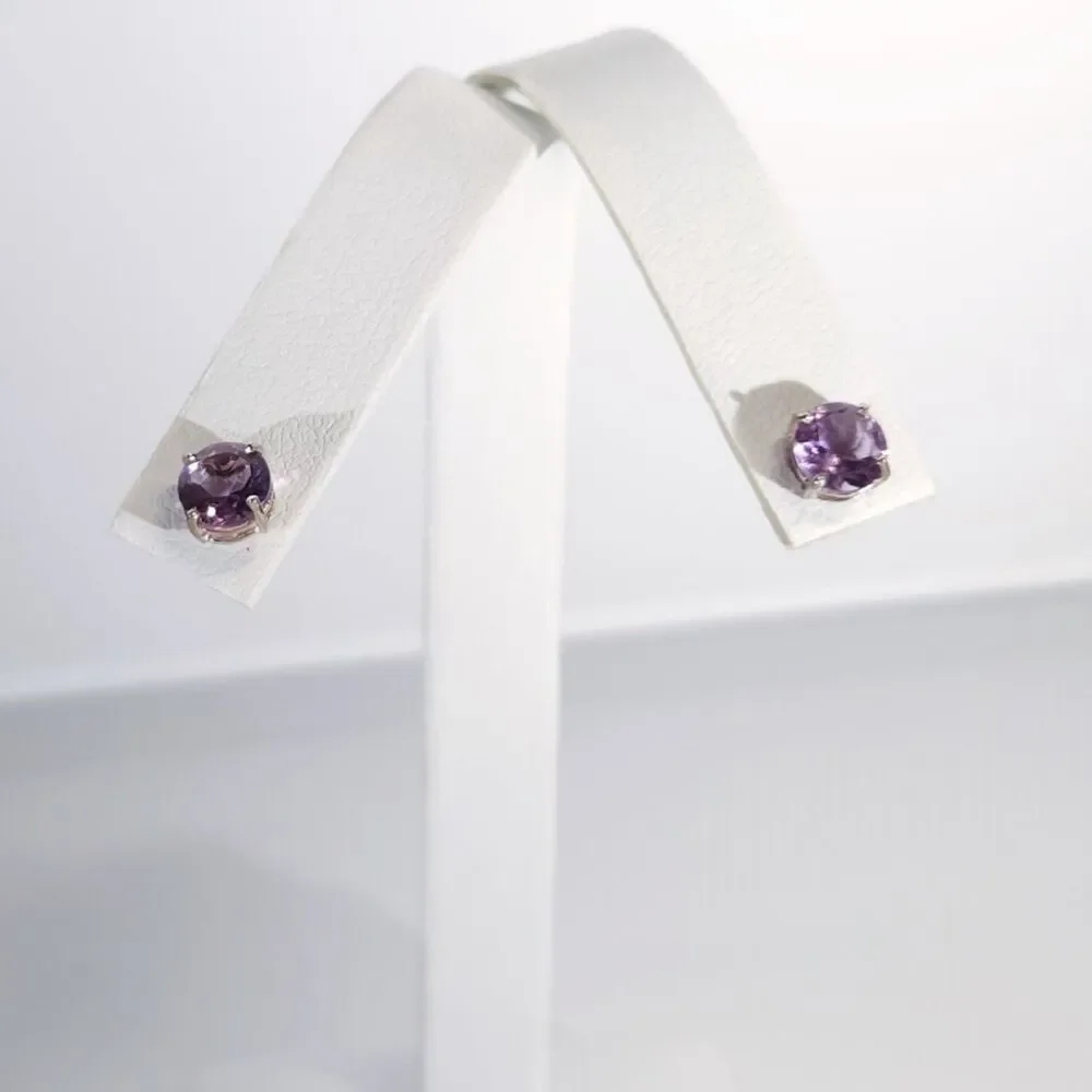 Amethyst 6mm Round Post Earrings